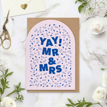 Mrs & Mrs Wedding Card, Pink