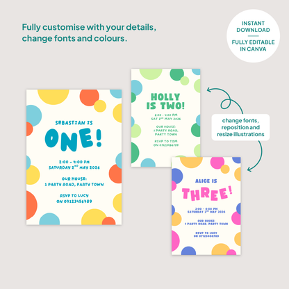 Spots Editable Birthday Invitation Template