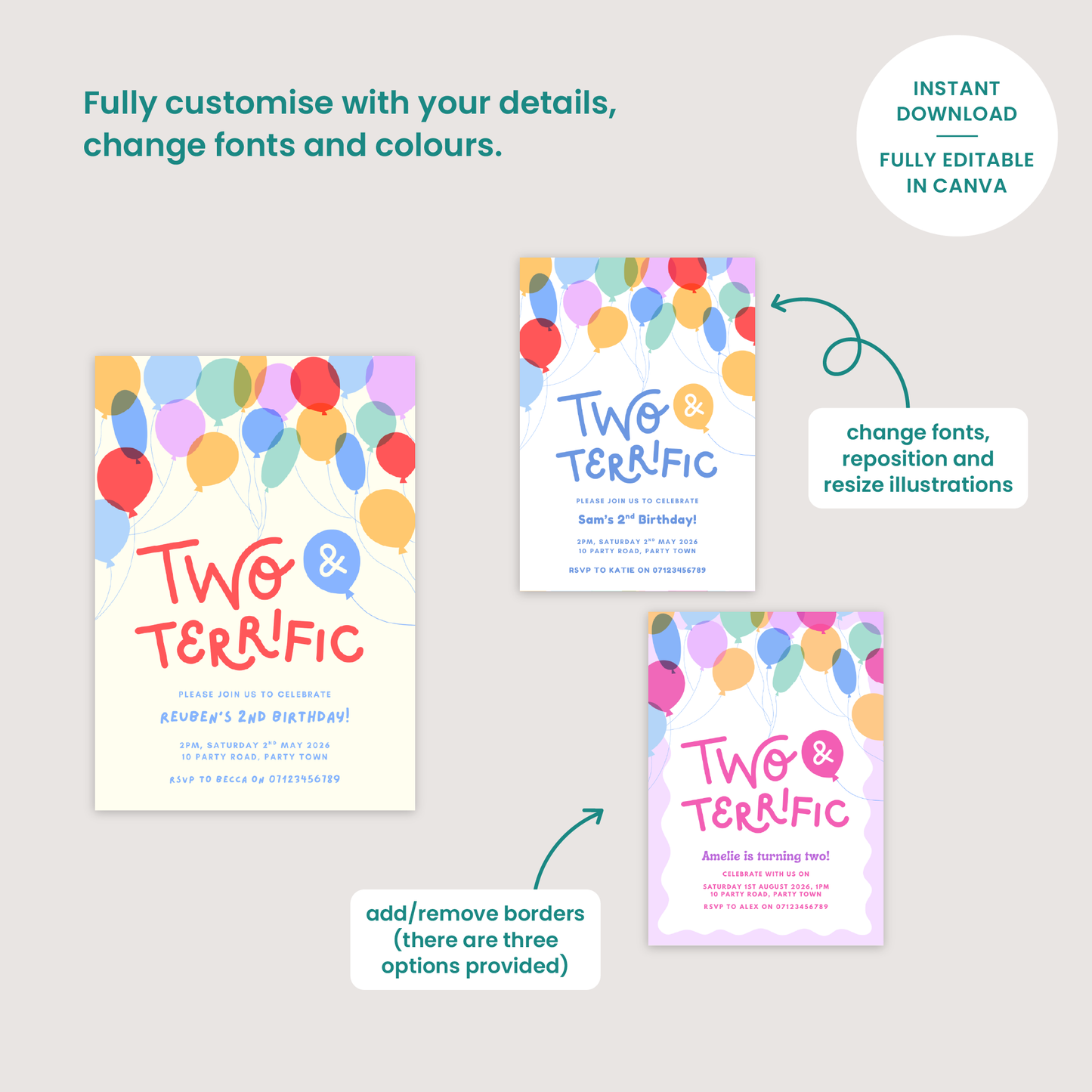 2nd Birthday Balloons Invitation