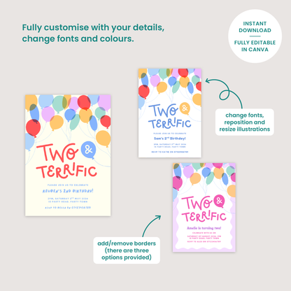 2nd Birthday Balloons Invitation