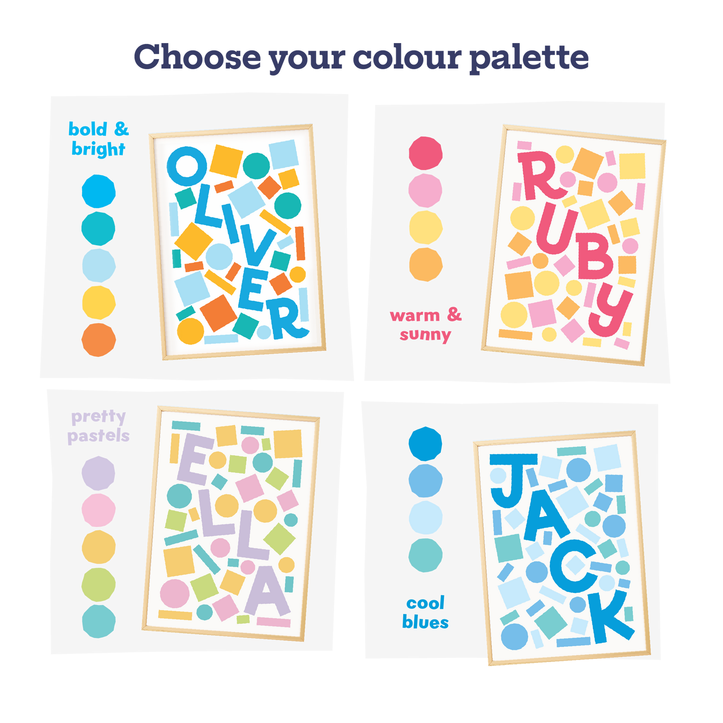 Pretty Pastels Abstract Personalised Children's Name Print