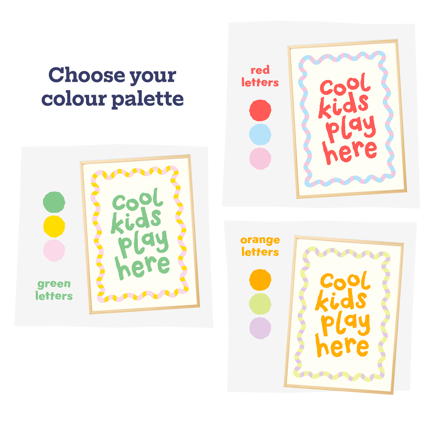 Cool Kids Play Here Personalised Print | Red Lettering
