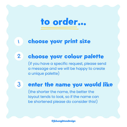 Bold & Bright Abstract Personalised Children's Name Print
