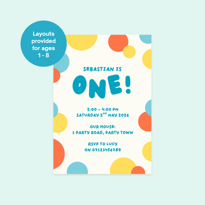 Spots Editable Birthday Invitation Template