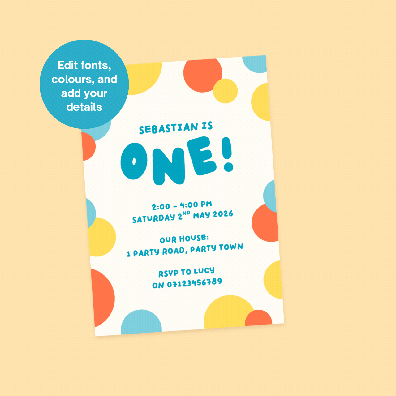Spots Editable Birthday Invitation Template
