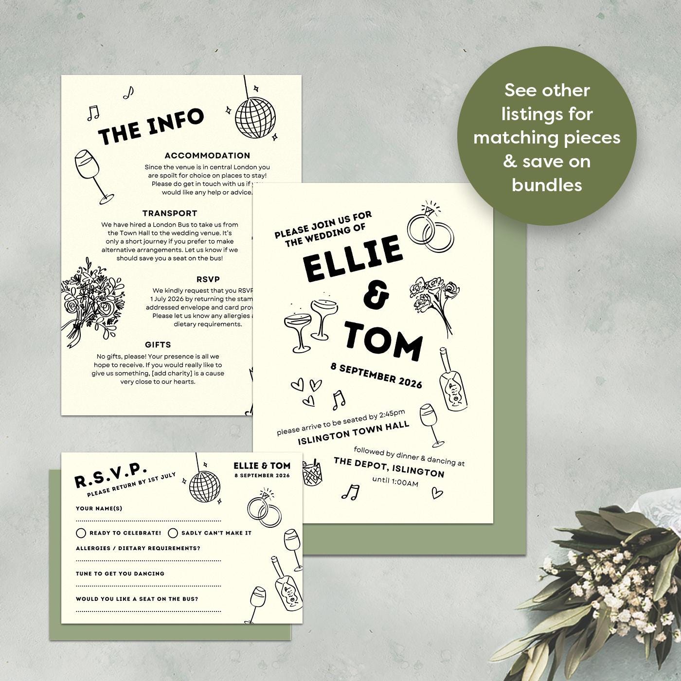 Monochrome Save the Date Template, City, Industrial Wedding, Canva Editable