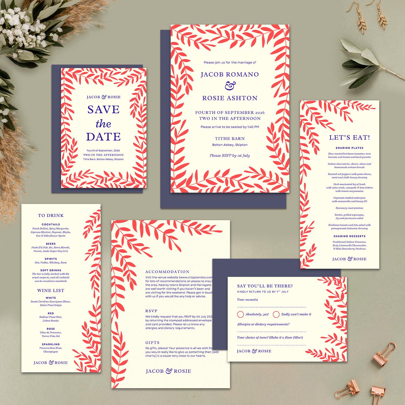 Foliage Editable Wedding Invitation, Canva Template, Woodland Rustic Barn, Digital Download