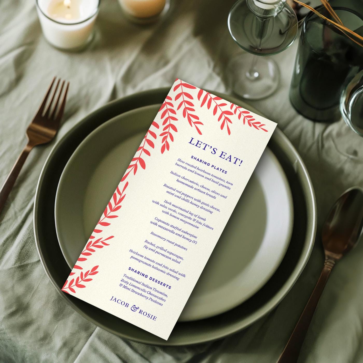 Editable Rustic Wedding and Bar Menu, Autumn Winter Foliage, Canva Template, Digital Download