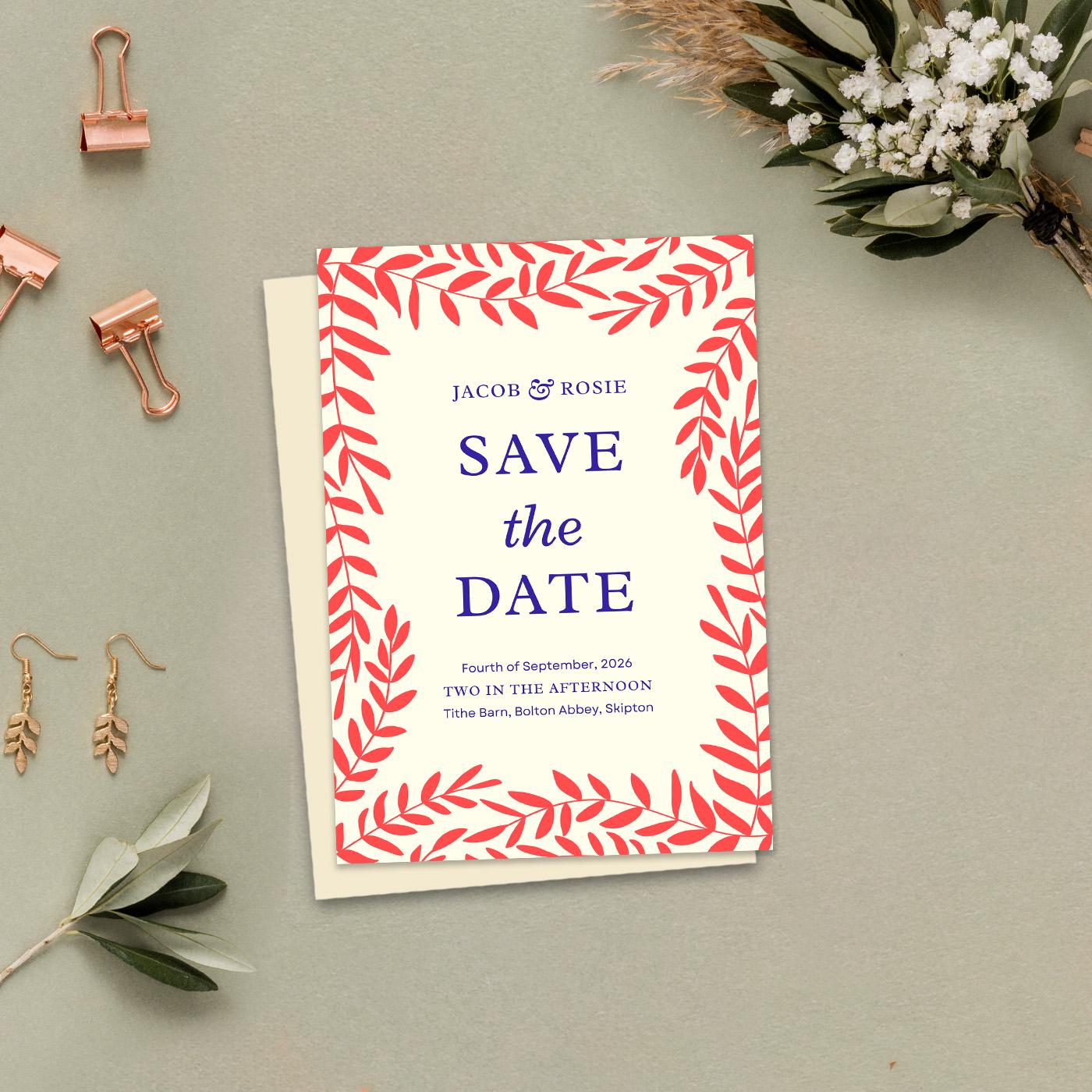 Editable Save The Dates, Autumnal Winter Foliage, Digital Download, Canva Template, Rustic Barn, Countryside Wedding