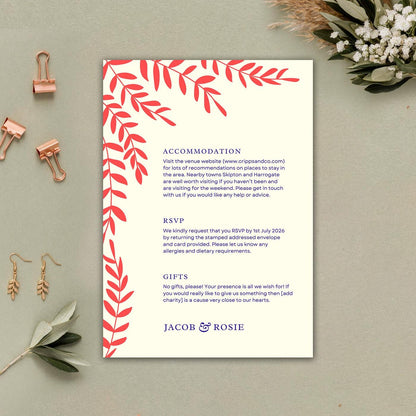 Foliage Editable Wedding Invitation, Canva Template, Woodland Rustic Barn, Digital Download