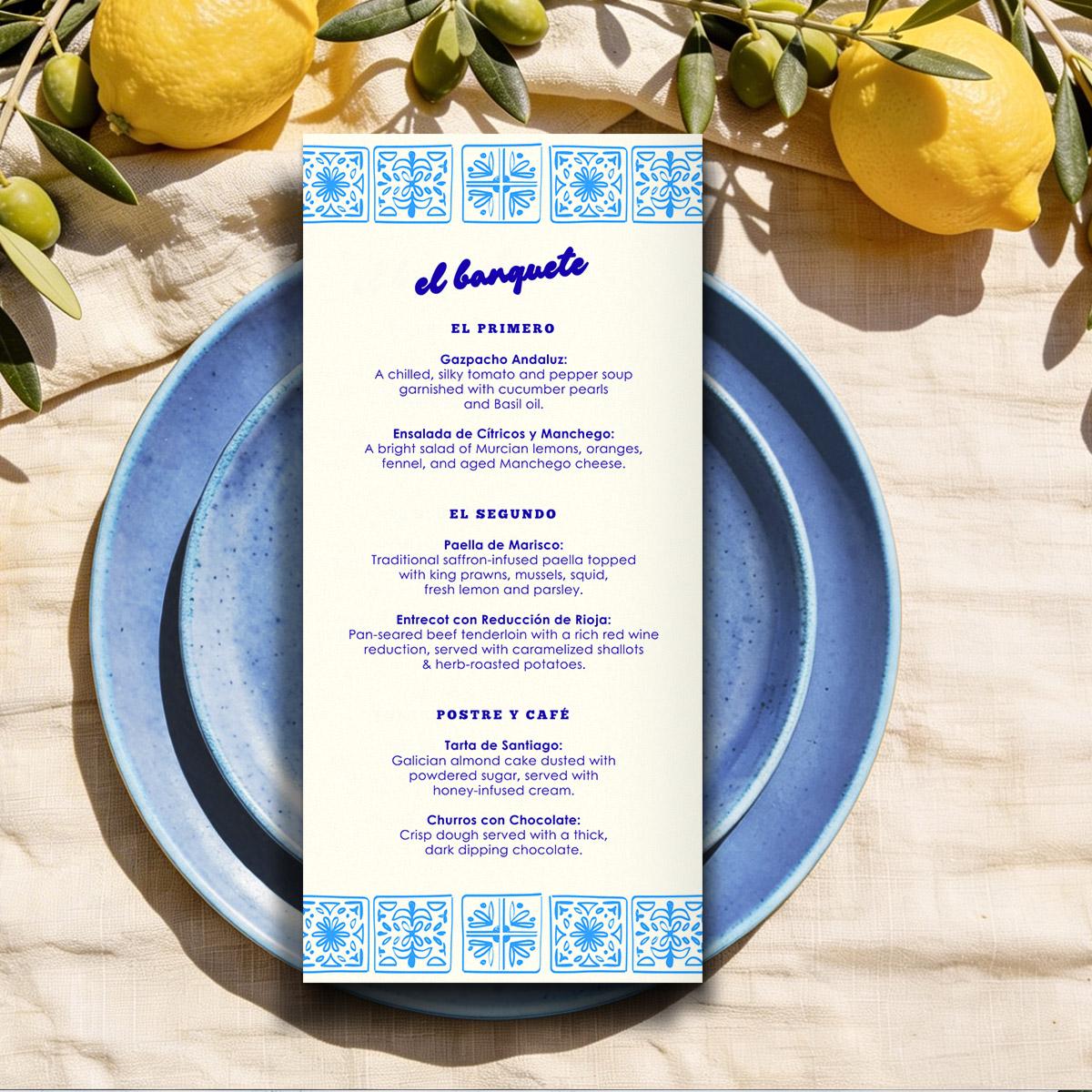 Editable Food and Drink Menus, Hand Drawn Lemons, Spanish Wedding, Canva Template