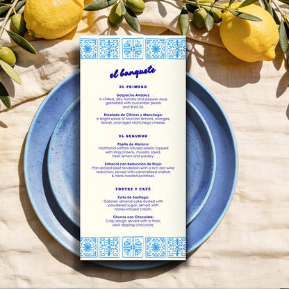 Editable Food and Drink Menus, Hand Drawn Lemons, Spanish Wedding, Canva Template