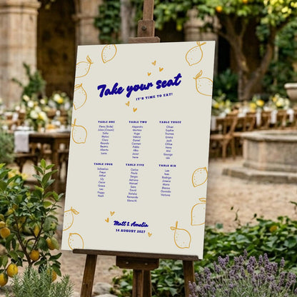 Editable Wedding Signage, Lemon Wedding, Seating Plan, Welcome Sign, Mediterranean Garden, Canva Template, Digital Download