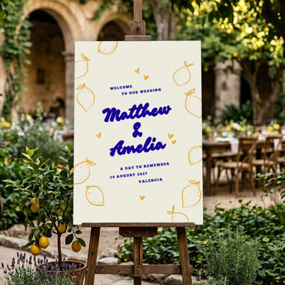 Editable Wedding Signage, Lemon Wedding, Seating Plan, Welcome Sign, Mediterranean Garden, Canva Template, Digital Download