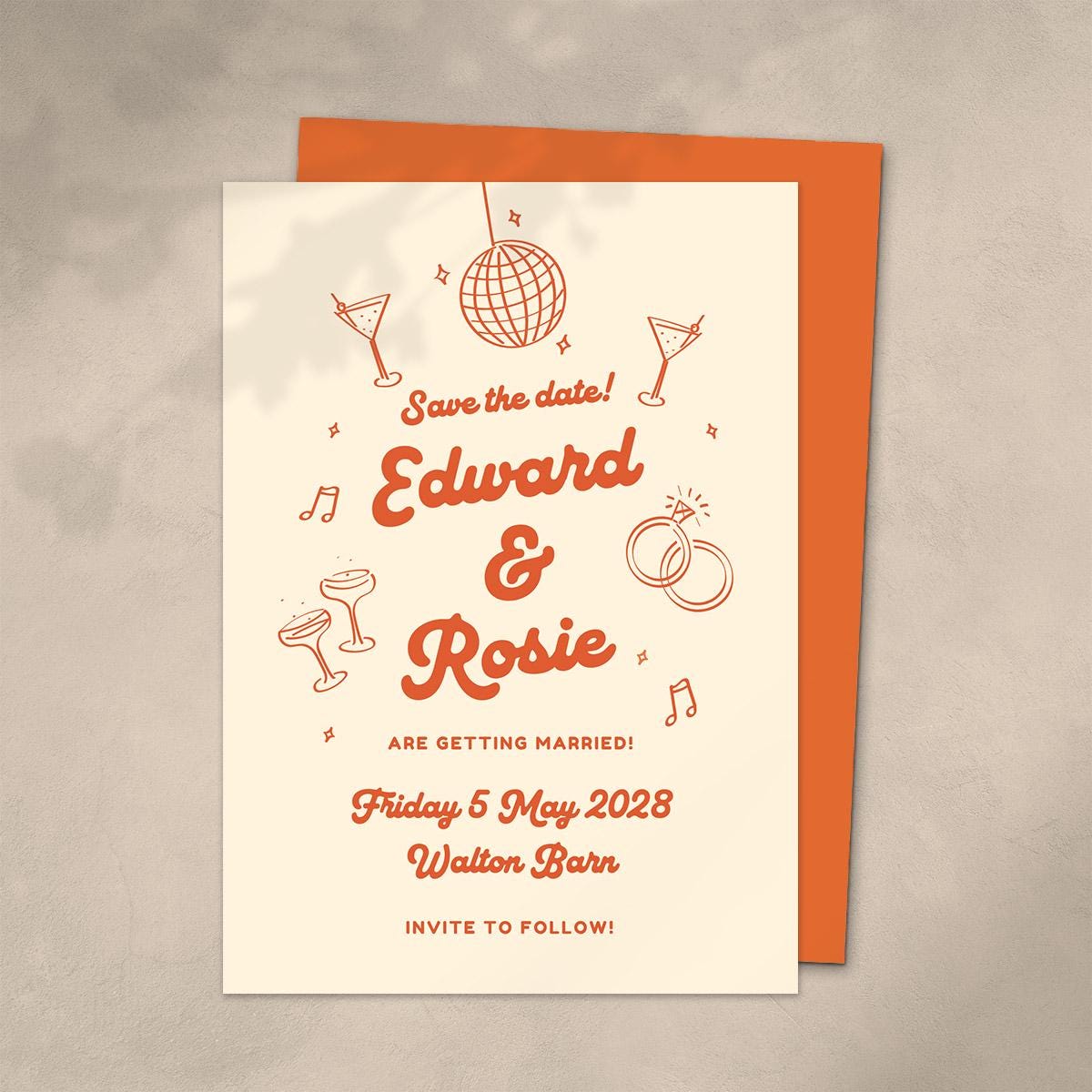 Mid Century Modern Wedding Stationery, City Pub Industrial Retro, Canva Editable, Digital Download