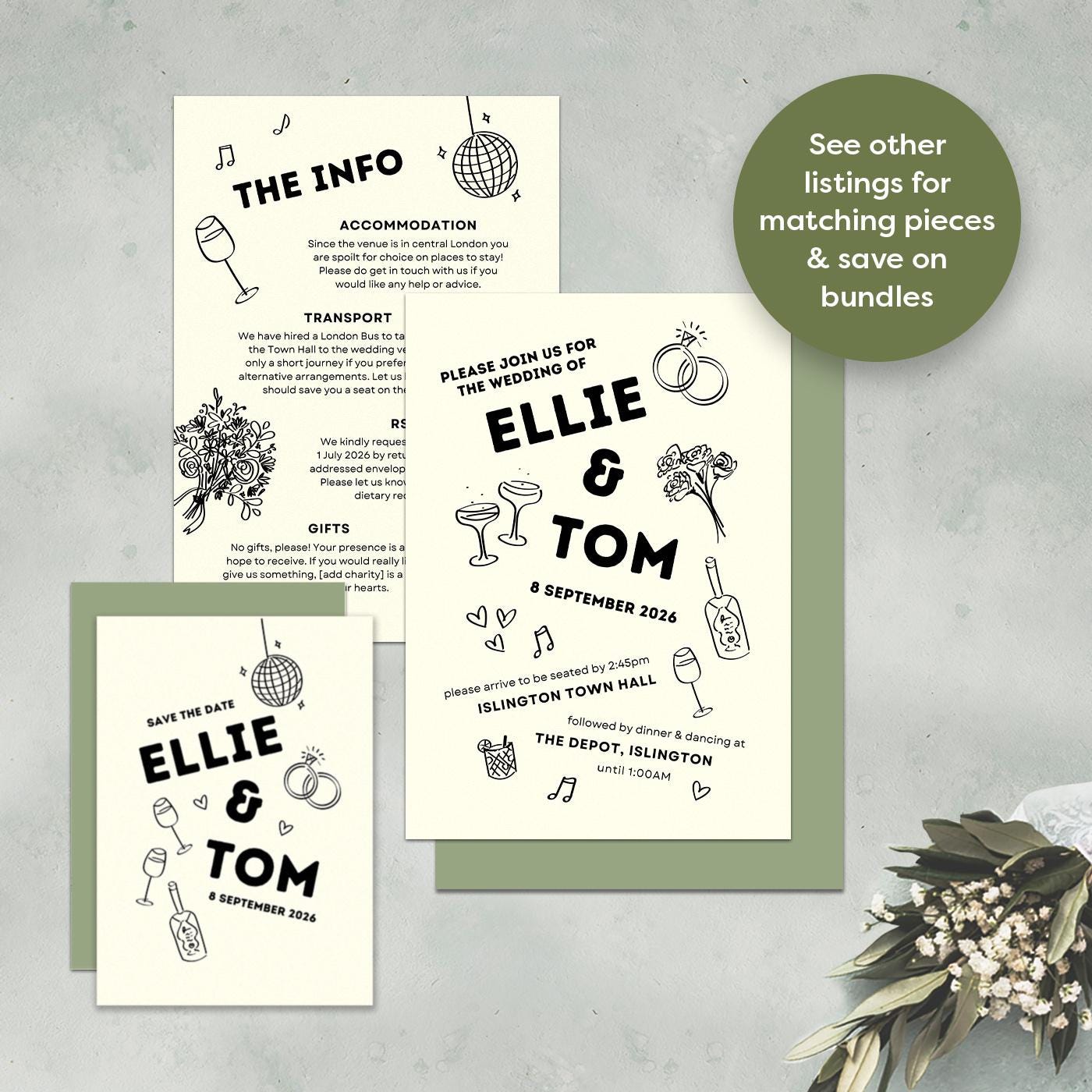 Editable Monochrome Wedding RSVP, Canva Template