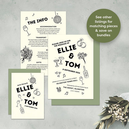 Editable Monochrome Wedding RSVP, Canva Template
