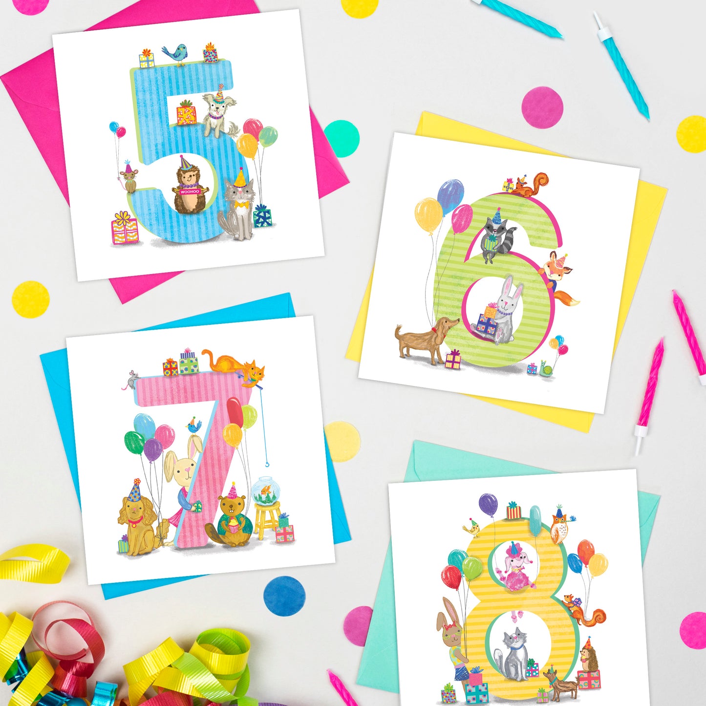 Age 6 Birthday Bunch Animal Card