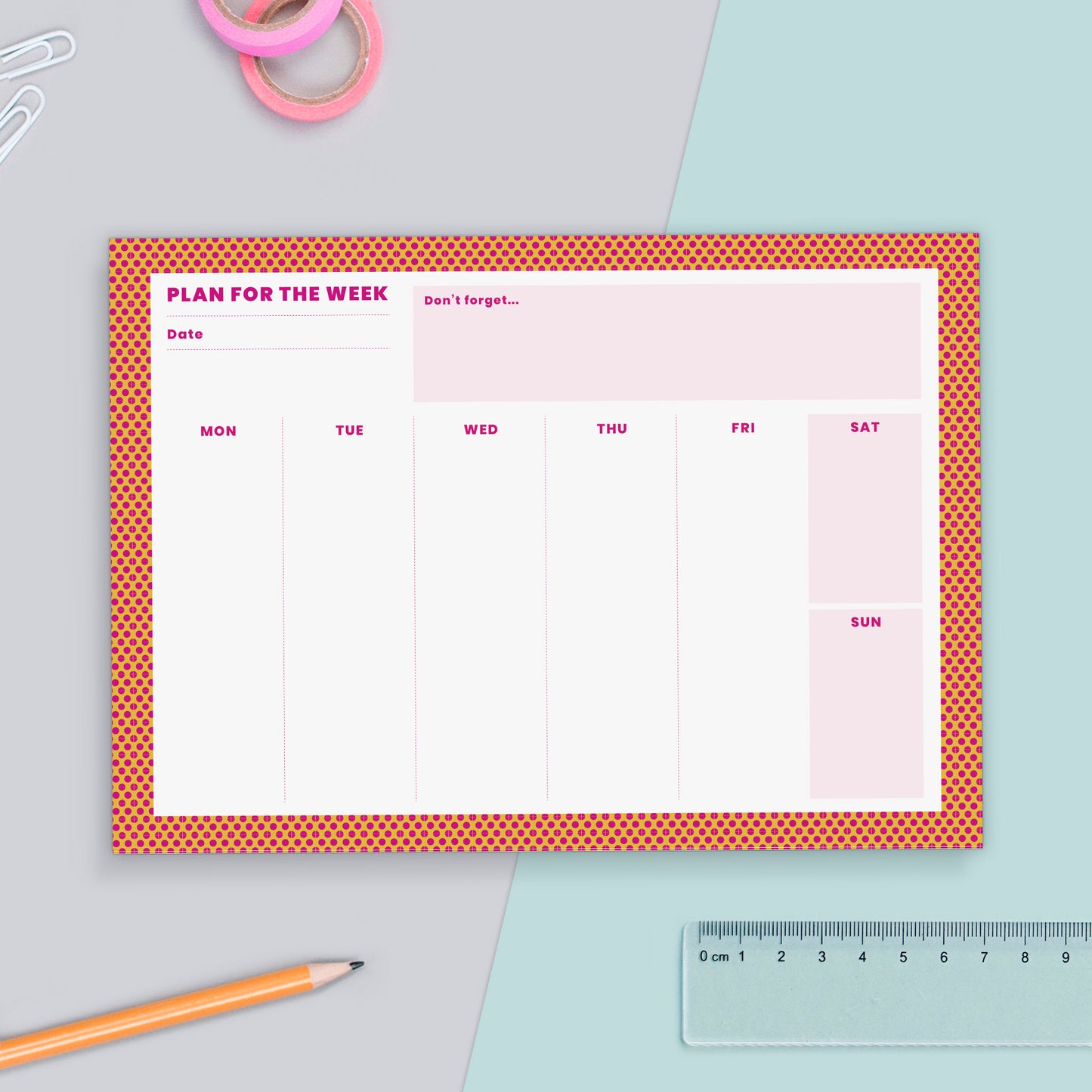 A5 Weekly Pink & Orange Spots Planner | 50 Tear Off Pages