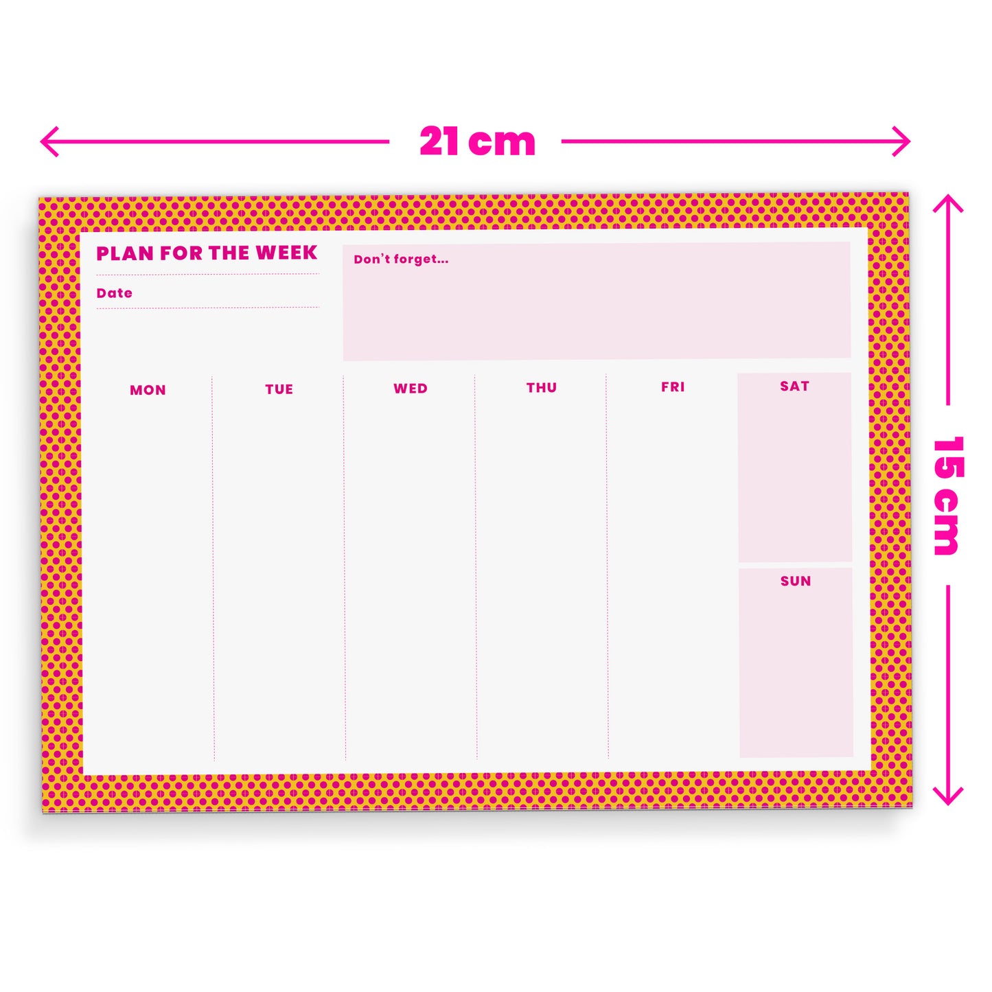 A5 Weekly Pink & Orange Spots Planner | 50 Tear Off Pages