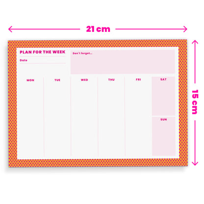 A5 Weekly Pink & Orange Spots Planner | 50 Tear Off Pages